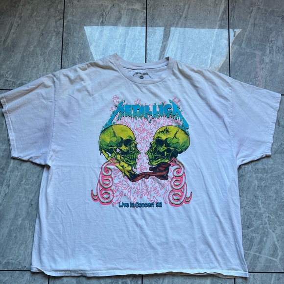 Metallica Men’s White, Live In Concert 92, Short Sleeve T-Shirt Skull Print 2XL - Picture 2 of 8